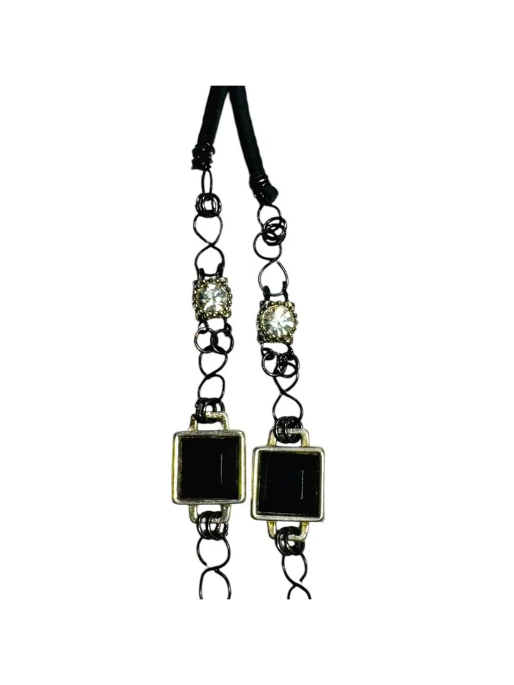 Gothic Elegance Aurora Crystal Skull Necklace | Black Onyx & Silver Metalwork